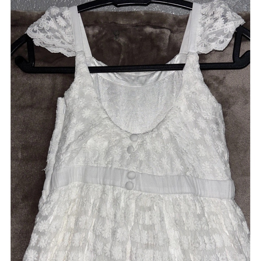 Show Me Your Mumu Flower Girl Dress Girls 7Y White Ivory Floral Daisy Cap Sleeve - Picture 3 of 14